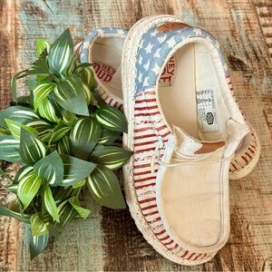 Youth’s Patriotic “HEY DUDE” Slip-on Shoes | #U12